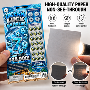 Cartes de loterie à gratter à gagnant instantané, personnalisées en gros, thème Océan, numéros porte-bonheur, impression variable, conception de jeu à plusieurs niveaux de prix - Product Image 4