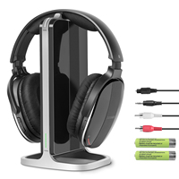 Auriculares Inalámbricos para TV y Uso con Audífonos, 2.4GHz/5.3, Alcance de 30M, Baja Latencia, Indicador LED de Batería, Base de Carga
