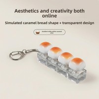 Porte-clés en plastique à interrupteur mécanique, design transparent lumineux, avec capuchon de clavier de dessin animé mignon, jouet anti-stress à clic