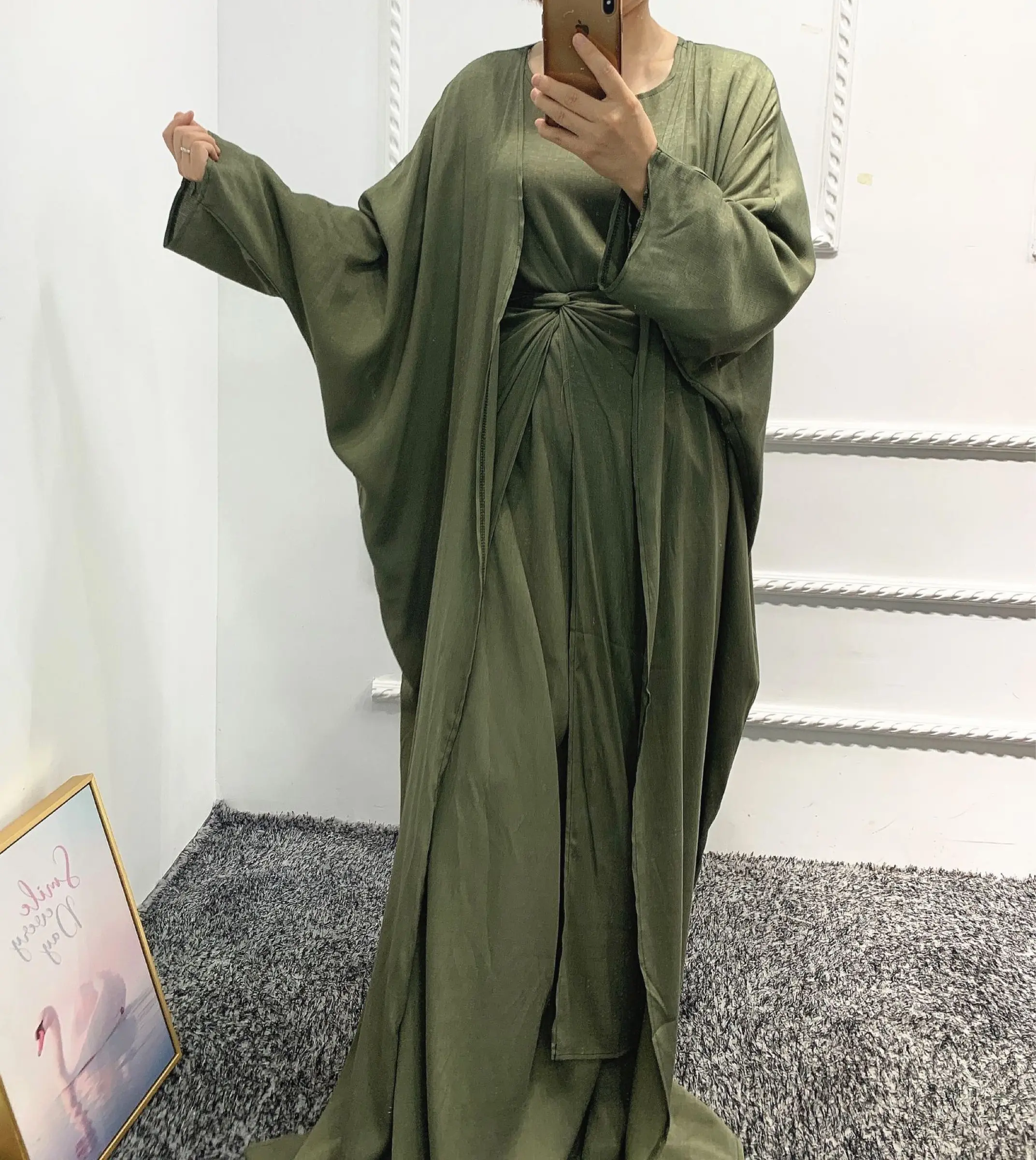 Kaftan Abaya Dubai ตุรกีชุดคลุมมุสลิม,ชุดคลุมยาวกิโมโนสำหรับผู้หญิง