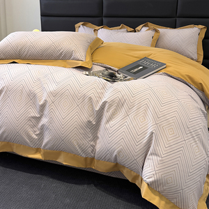 Nouvel ensemble quatre pièces en coton de luxe simple pour le printemps et l'été - Product Image 4