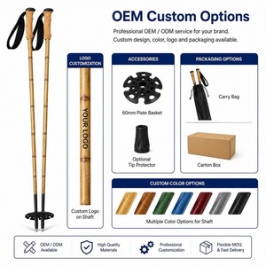 Bâtons de <span class=keywords><strong>ski</strong></span> Zeroring Premium en carbone et bambou, texture légère, bâtons de <span class=keywords><strong>ski</strong></span> alpins fixes avec poignée en liège - Product Image 6