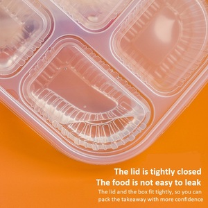 Boîte à lunch jetable à trois grilles à quatre grilles Compartiment à emporter Boîte à lunch commerciale Boîte de restauration rapide Assiette à dîner de qualité alimentaire - Product Image 3