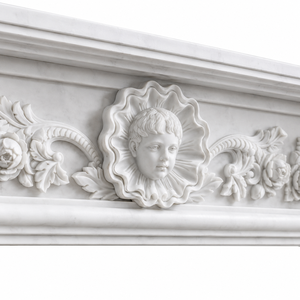 Traditional Marble <b>Fireplace</b> Mantel With Ornate Carving white marble Stone Indoor Wood Burning Hearth For Dining Room - Product Image 3
