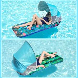 Flotador Inflable de PVC para Piscina con Toldo Extraíble, Tumbona Acuática de 18 Orificios con Protección UV para Adultos - Product Image 5