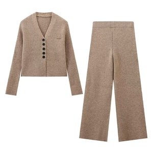 Completo Donna SHENZHU 2 Pezzi: Maglione Vintage a Maniche Lunghe con Cinque Bottoni e Barre Verticali + <span class=keywords><strong>Pantaloni</strong></span> - Product Image 6