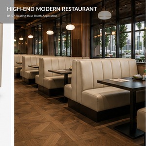 Banquette de restaurant moderne rembourrée BS-07, base flottante, siège en cuir PU, 48Lx24Px36H, ensemble de chaises pour café, 2 places, garantie 3 ans - Product Image 2