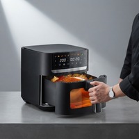 Nouvelle friteuse à air mat 5L 1200W avec écran tactile LED, 8 programmes prédéfinis, tube chauffant 304, 80-200 ℃   Friteuse à air ETL CE CB