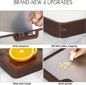 Planches à découper en bois d'acacia, de noyer <span class=keywords><strong>noir</strong></span>, d'ébène et de bambou avec poignée, gravure personnalisée du logo, blocs de découpe épais - Product Image 5