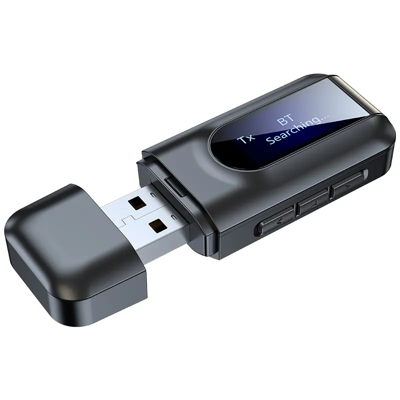 USB Bluetooth Receiver Transmitter Audio Bluetooth 5.3 Adapter For Car PC TV HD HiFi Receptor Wireless Adapter LCD 3.5MM AUX