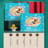 Boîte Cadeau/Alimentaire Haut de Gamme Portable pour Gâteaux de Lune de la Fête de la Mi-Automne, Lot de 8, Boutique, Qualité Alimentaire, Gris Mat Sérigraphié Doré