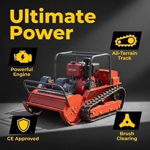 รถตัดหญ้าแบบลาดเอียง RC พร้อมสายพานตีนตะขาบสำหรับงานหนัก เครื่องตัดหญ้าแบบรีโมทคอนโทรล เครื่องยนต์สูบเดียว 13 แรงม้า รุ่น DIY เกรด 13 แรงม้า โครงเหล็ก S - Product Image 6