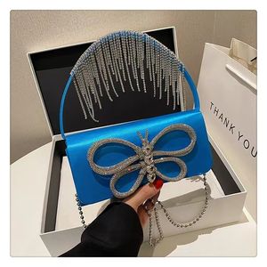 Venta al por mayor multicolor arco bolso de hombro Rhinestone borla Bowknot moda Crossbody cadena bolsos señoras bolsos - Product Image 4