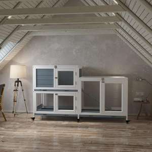 Gabbia per Conigli in Legno da Esterno con Ruote, Casa per Porcellini d'India e Piccoli Animali, Impermeabile con Vassoio Antigoccia - Product Image 3