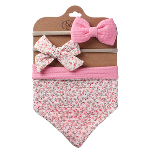 Lot de 3 bavoirs brodés en mousseline double face pour nourrissons et tout-petits, vêtements pour enfants Burp avec 2 nœuds pour filles - Product Image 3