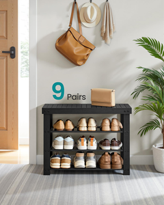 SENYU Modern 3-Tier Wood <b>Shoe</b> <b>Rack</b> <b>Storage</b> Bench Entryway Organizer Space Saving Design Minimalist Style Home Furniture - Product Image 2