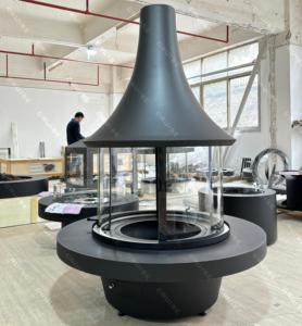 Fabbrica di crociera-caminetti sospesi in vetro sospesi in legno autoportante personalizzati diretti a 360 gradi curvi ad alta temperatura - Product Image 6