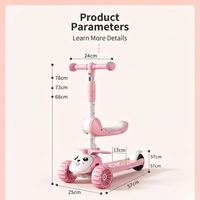 Skuter Lipat Anak dengan Kursi, Desain 3in1 Dek Lebih Lebar, Mainan Mobil Skuter Satu Kaki untuk Anak Laki-laki Perempuan Balita, Mudah Dilipat Satu Klik