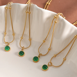 Vintage Style 18K <b>Gold</b> Plated Round Titanium Steel Pendant <b>Necklace</b> with Natural Imitation <b>Pearl</b> Inlay on a Rope Chain - Product Image 1