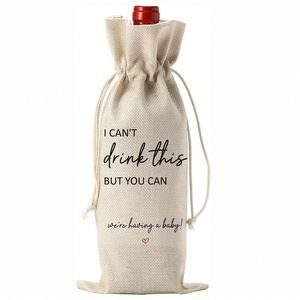 Bolsa de Regalo para Vino con Cordón, Diseño Rústico para Fiestas, Bolsa Personalizada con Patrón para Celebraciones - Product Image 1