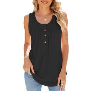 NOUVEAU T-shirt sans manches d'été Loose Button <span class=keywords><strong>Long</strong></span> Vest Top - Product Image 2