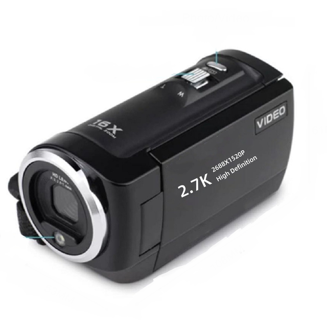 2.8-inch HD Student Camcorder 270 Degree Flip Screen 16X Zoom Home Lightweight Travel Camcorder 50MP