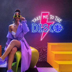 Insegna al Neon 'Take Me to the Disco', Decorazione Murale Retrò Anni '80, Luce LED al Neon per Bar, Insegne al Neon per Feste, Schermo Elettronico - Product Image 5