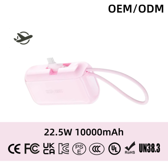 2026 Newest Design KC CCC CE 22.5W 10000mah Tail Plug Custom Power Bank Portable Charger Fast Charging Mini Power Banks