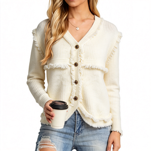 Suéter de Punto Personalizado de Fábrica YIYU, Cárdigan de Estilo Coreano de Lujo para Mujer, Manga Larga, Textura Suave, OEM - Product Image 1