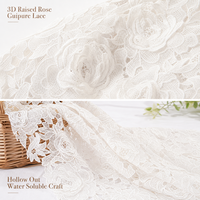 Diverses spécifications, bon prix, appliques en dentelle française 3D blanches, perles brillantes brodées, tulle en maille, largeur personnalisée, polyester