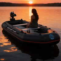 Bateau de pêche gonflable en PVC Hailebao, moteur électrique/essence 4HP, capacité 5 personnes, pour la dérive, le surf, les lacs, les rivières, noir