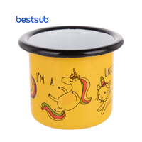 Pour Bestsub vente en gros 3oz/100ml jaune Sublimation personnalisée en acier inoxydable voyage pour tasses enduit Sport café émail pour Camping