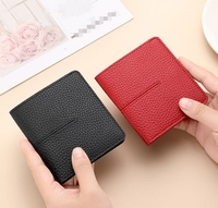 Dompet wanita kulit PU Ultra tipis, dompet wanita Multi Slot, kulit PU, lipat ganda, Minimalis, sederhana, dompet kartu, koin wanita, mode 2025