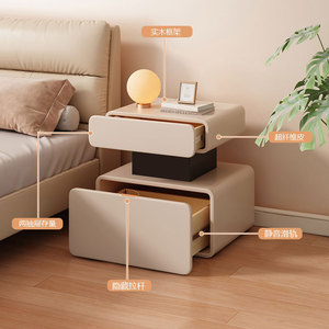 Double Layer Solid Wood Nightstand With Storage <b>Drawers</b> Modern Bedroom <b>Side</b> <b>Table</b> Square Design For Home Use - Product Image 1