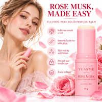 Baume de parfum solide Rose Musc Marque Blanche Sans Alcool, Parfum de Poche avec Huile de Jojoba, Beurre de Karité et Vitamine E