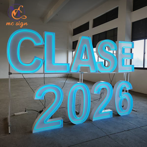 사용자 정의 LED 네온 금속 RGB 자이언트 3ft 4ft 선택 윤곽 문자 바 생일 파티 웨딩 이벤트 장식 - Product Image 1