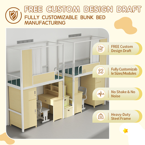 Cama Alta de Metal de Fabricación Rápida, Entrega a Tiempo, Camas Literas Resistentes para Adultos, Práctica Cama <span class=keywords><strong>Litera</strong></span> de Metal con Escritorio - Product Image 3