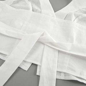 EnyamiサマーレディースセクシーベストクロップトップスロングスカートツーピースカジュアルプレーンVネックホルターホワイトバックレス2ピースセットレディース用 - Product Image 6