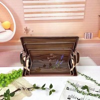 3-delige ecovriendelijke fruit- en snackplateauset van houtnerfplastic voor feesten, modern luxe design