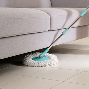 Mopa de microfibra de doble accionamiento de alta calidad con cabezal giratorio 360° y mango telescópico de acero para limpieza interior, con una tasa de deshidratación del 80-90% - Product Image 2