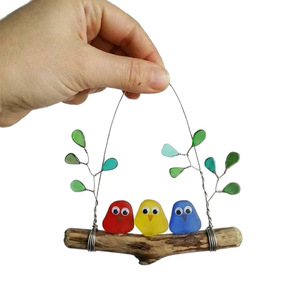 Sea Glass Bird Decor Hanging <b>Ornament</b> For Interior Decoration Irregular Shape Multicolored Acrylic Version - Product Image 5