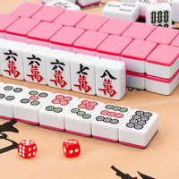 Ensemble de Mahjong Chinois de Luxe Bleu 144 Pièces, Tuiles en Mélamine Polies à la Main, Jeu Traditionnel de Haute Qualité pour Fêtes à Domicile