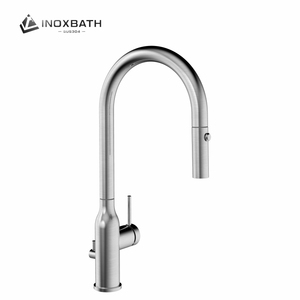 <span class=keywords><strong>Robinet</strong></span> de <span class=keywords><strong>cuisine</strong></span> monocommande en acier inoxydable 304, chaud/froid, à arc haute, à poser sur comptoir, design classique et moderne, rotation à 360 degrés, cartouche céramique - Product Image 1