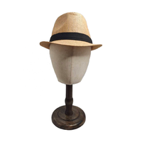 Chapeau de soleil en paille pour hommes d'âge moyen et âgés, style jazz, avec ruban décoratif, protection solaire extérieure, bord roulé