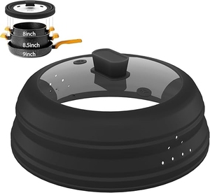 Couvercle anti-éclaboussures pour micro-ondes de 9 pouces, pliable, en silicone, avec plaque en verre pour protéger les aliments des éclaboussures, 9 pouces - Product Image 1