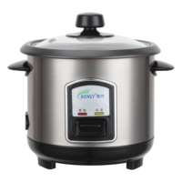 Cuisinière à riz cylindrique 1,8 L à prix d'usine, corps en acier inoxydable, couvercle en verre, cuve intérieure antiadhésive