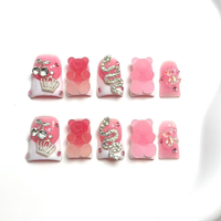 721-725 Faux ongles à presser faits main en forme de bec de canard, 10 pièces, réutilisables, en acrylique, pour enfants, motif carré artificiel