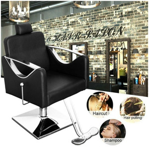 Hydraulic Barber Chair Black Reclining Adjustable <b>Footrest</b> Commercial Use - Product Image 2