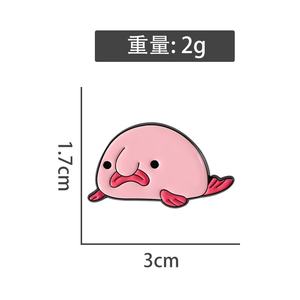 Broche en alliage de zinc émaillé en forme de poisson Blobby rose, mignonne, en métal, pour sac à dos, revers, bijou, cadeau pour enfant et ami - Product Image 5