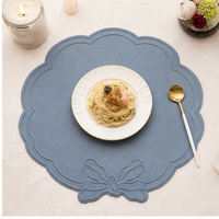 Napperon de table rond en PVC gaufré motif nœud, style dentelle européenne, imperméable, anti-taches, séchage rapide, pour la maison et la cuisine occidentale, diamètre 38 cm